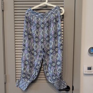 Free People Paisley Jogger Pants in Blue, Lavender and Cream